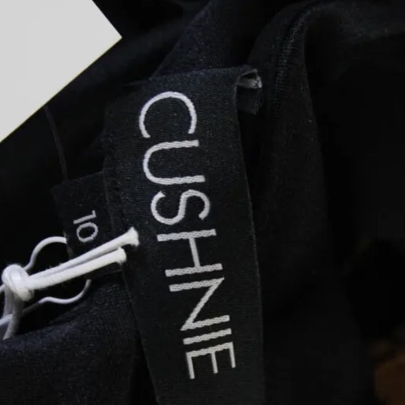 NWT CUSHNIE Black Lace Trim Wrap Around Midi Silk Slip Dress Size 10 - Picture 9 of 11